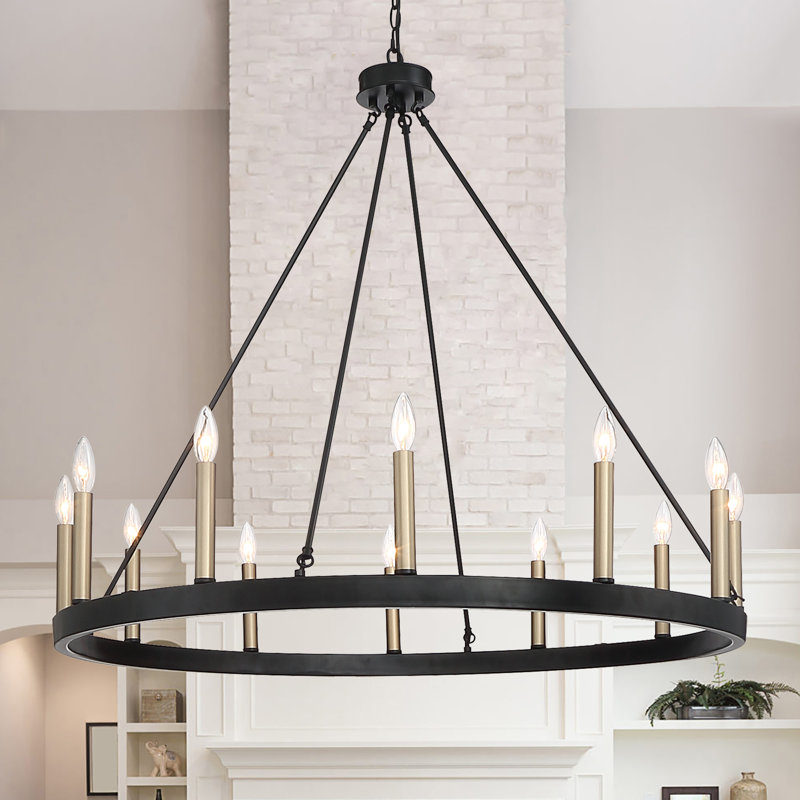 Greyleigh™ 12 Light Candle Style Wagon Wheel Chandelier & Reviews